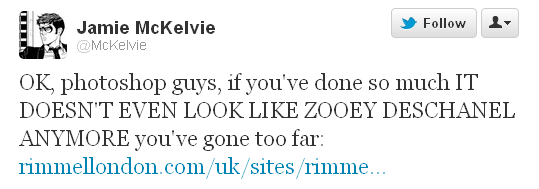 ZOEEYrt OK, photoshop guys, if you've done so much IT DOESN'T EVEN LOOK LIKE ZOOEY DESCHANEL ANYMORE you've gone too far: